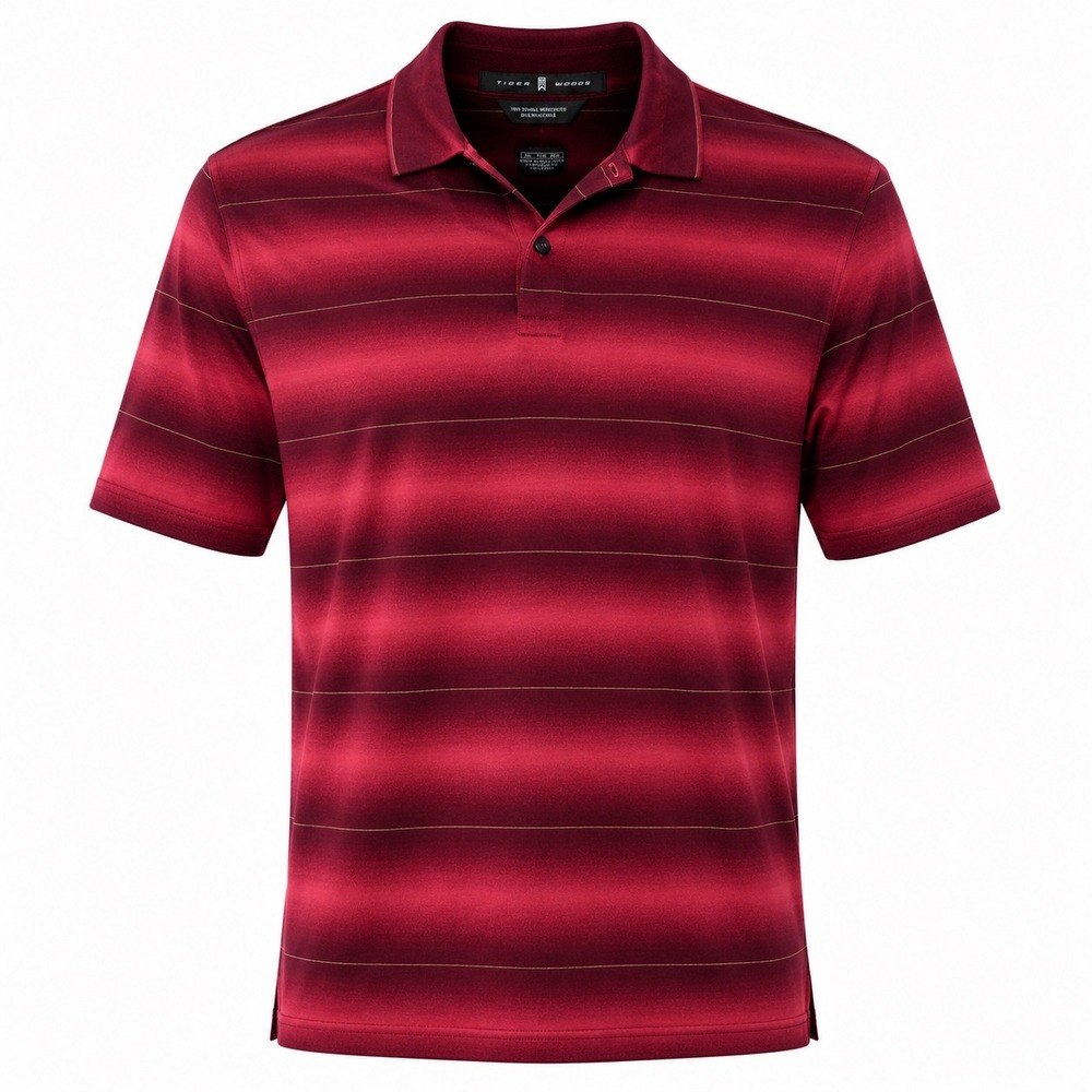 Nike Tiger Woods Collection Polo Men 2XL Burgundy Mercerized Cotton Striped Golf